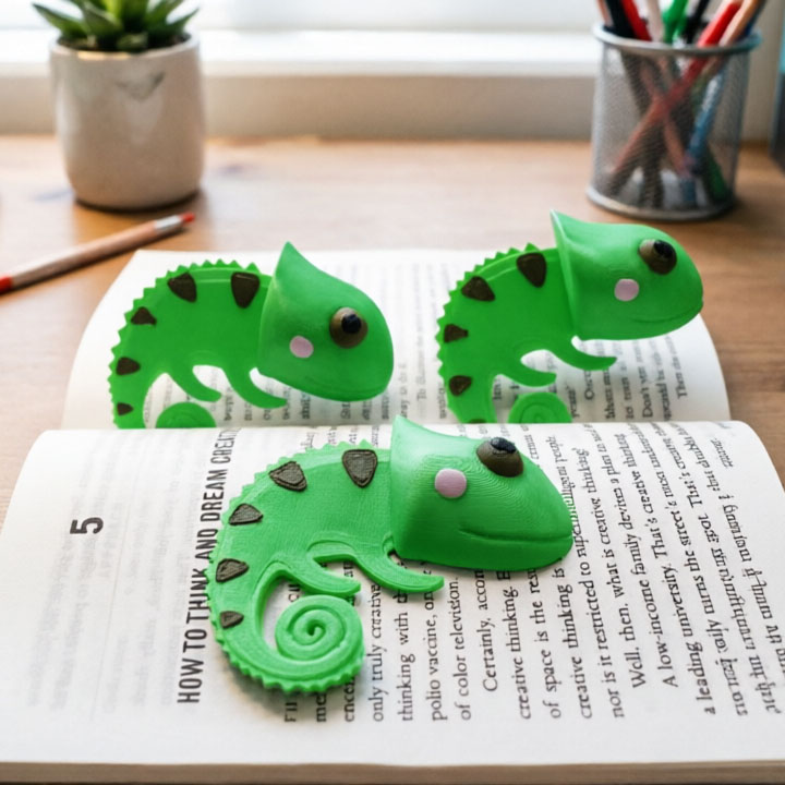 Stationery Books - 3D Printed Three-Dimensional Chameleon Bookmark, Creative