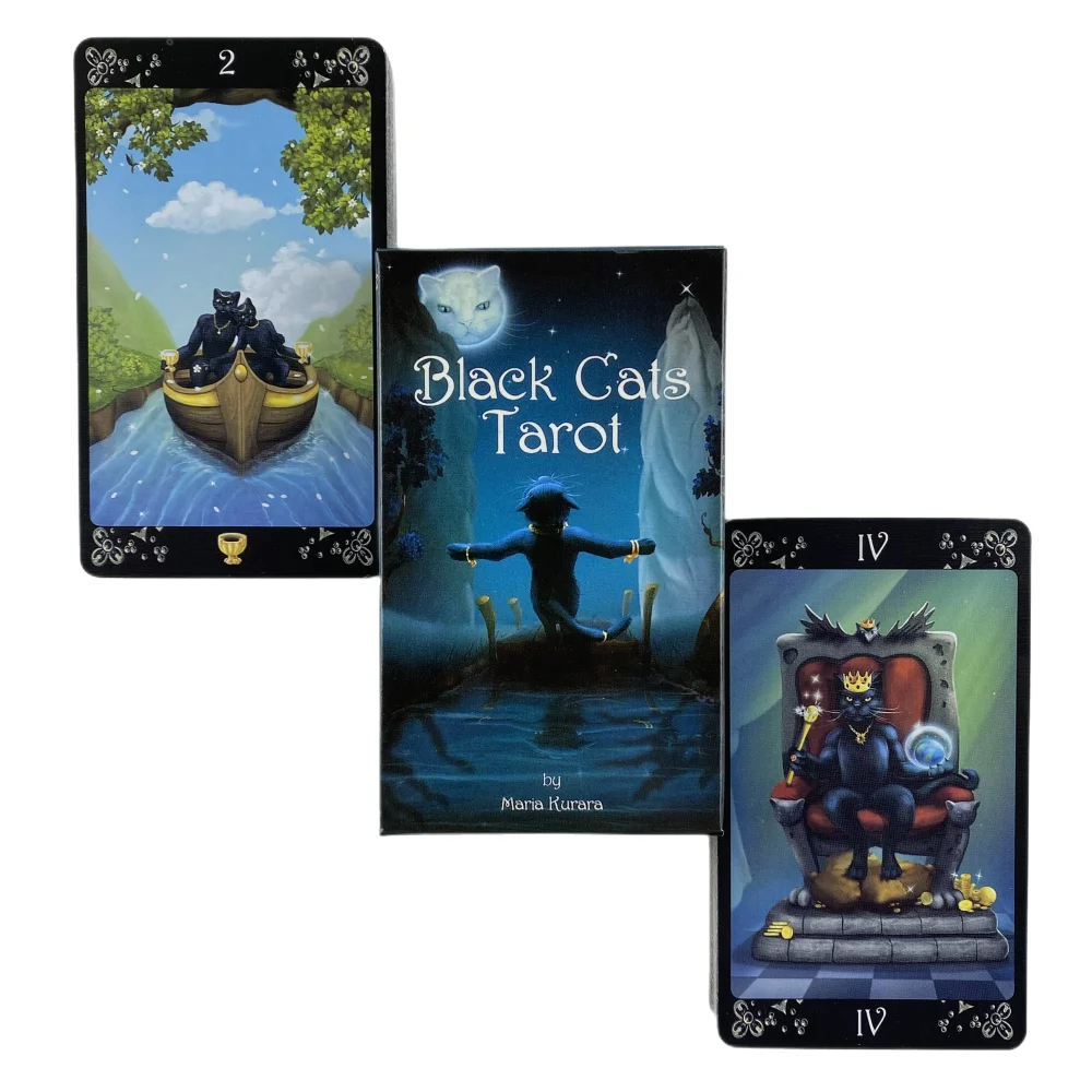 Black Cats Tarot Cards Deck PR - Tarot Deck With Guidebook ulasan dan harga
