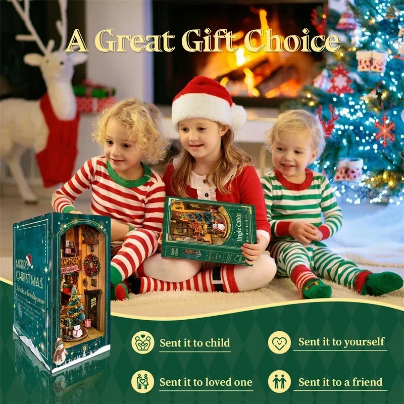 Merry Christmas DIY Wooden Boo - Diy Wooden Book Nook Kit Shelf Insert ulasan dan harga