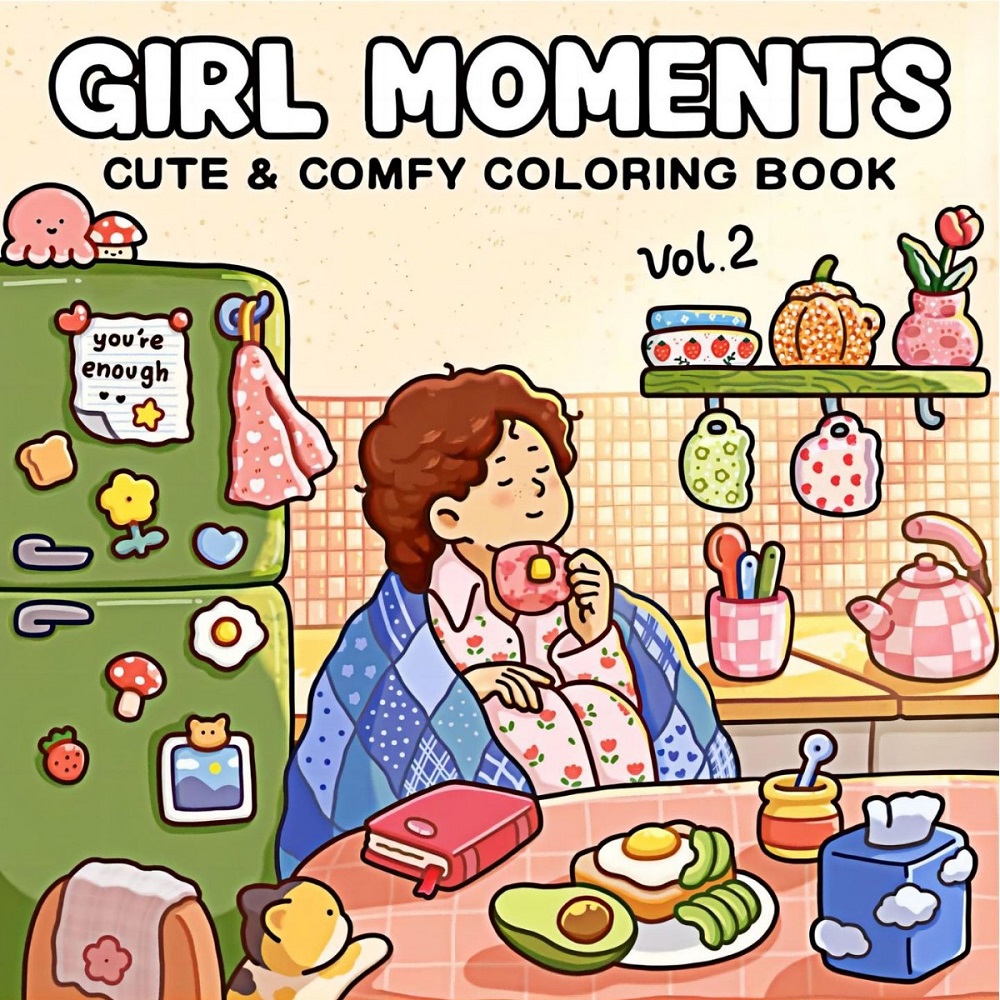 Girl Moments Cute & Comfy Colo - Adult Coloring Book Stress Relief ulasan dan harga