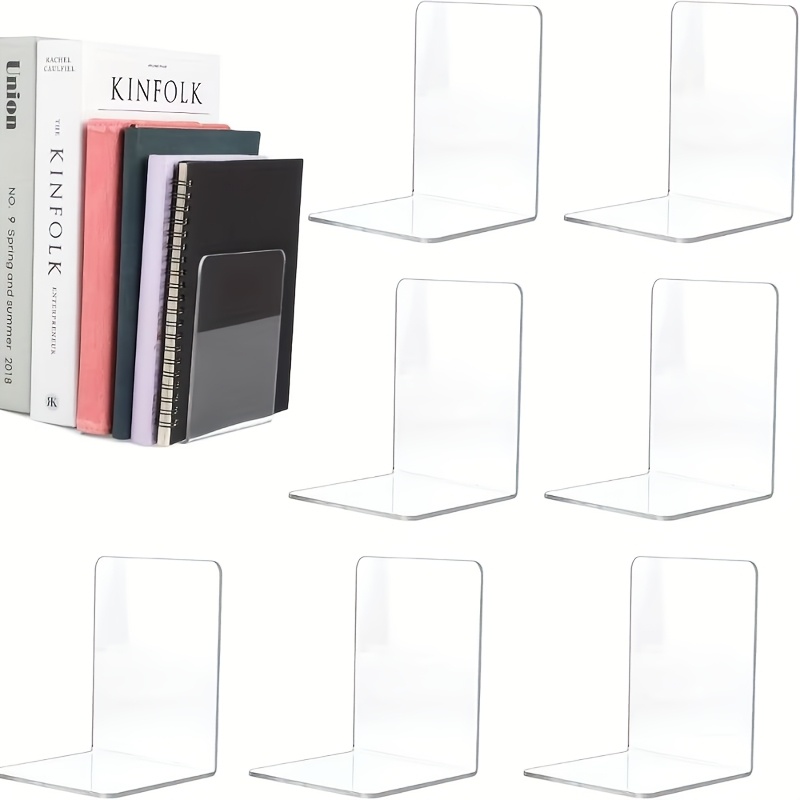 8pcs Clear Acrylic Bookends, L - Clear Acrylic Book Stand Holder ulasan dan harga
