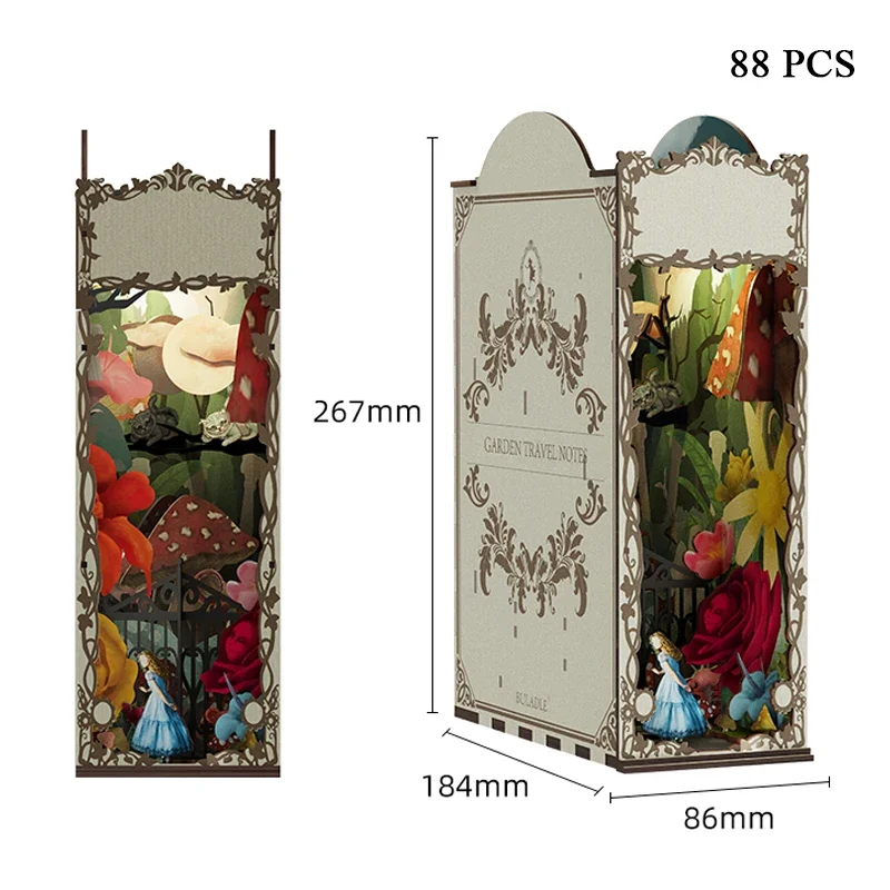 Garden Travelogue Bookends Boo - Diy Wooden Book Nook Kit Shelf Insert ulasan dan harga