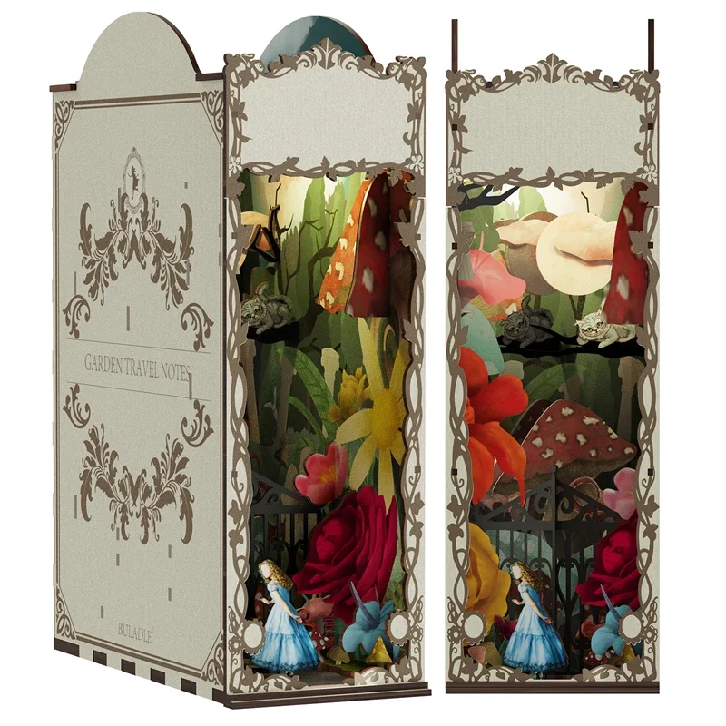 Garden Travelogue Bookends Boo - Diy Wooden Book Nook Kit Shelf Insert ulasan dan harga
